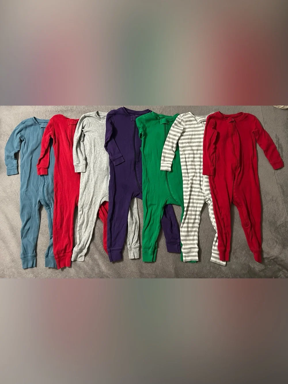 Kids Zipper Footless One-Piece Sleepwear - Green, Red, Gray, Purple